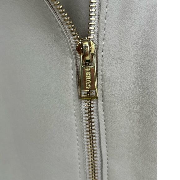 Guess Cream Tan Vegan Leather Biker Jacket – Size Medium w Flaws - Picture 4 of 14